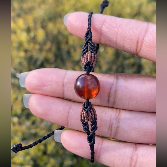 Jewelry - Natural Amber Macrame Bracelet